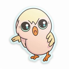 A lovable and endearing chibi Birds sticker with a white background, radiating warmth and affection in their cute chibi form, birds sticker, Generative AI
