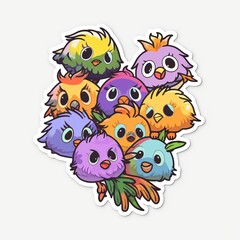 Fototapeta premium A playful and mischievous chibi Bird sticker with a white background, exuding a sense of fun and cuteness. The chibi Bird is depicted with a bright eyes, and an animated expression, Generative AI