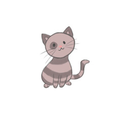Cute cartoon cat kitten isolated