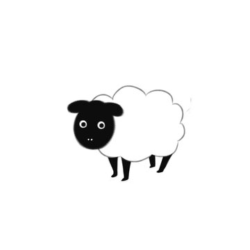 Cute black skin sheep cartoon isolated