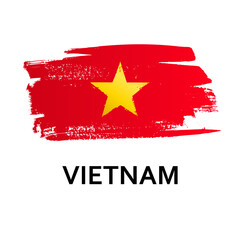Flag of Vietnam isolated on white background. Hand-drawn illustration. 