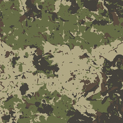 Fototapeta premium Abstract pattern in green tones imitating military camouflage. Spotted background for fabric, camouflage, texture and textiles.