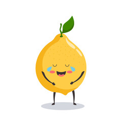 Vector illustration.kawaii lemon laughing to tears