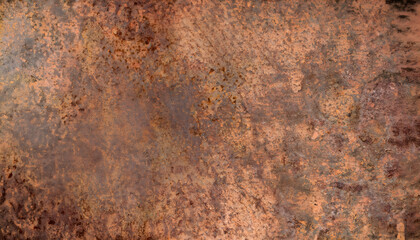 rusty metal texture, grunge copper bronze rusty texture, space text