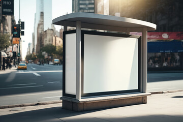 Empty advertisement white billboard. Generative AI illustration.