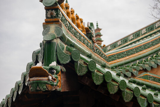 Detail of a pagoda roof in dengfeng shaolin temple near luoyang, China. Famous Shaolin monastery
