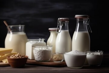 Obraz na płótnie Canvas dairy products and milk, ai generative