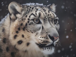 Naklejka na ściany i meble Stunning Snow Leopard Portrait, AI Generated Generative AI