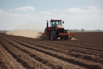 Fototapeta premium tractor working in the field, ai generative