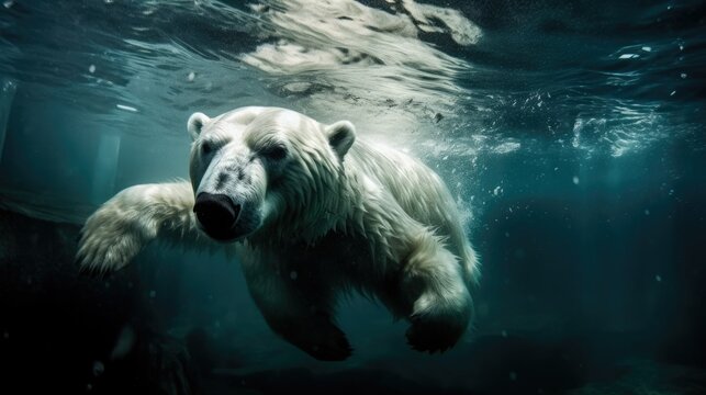 A Polar Bear Diving in the Sea - Realistic Image, created with generative AI