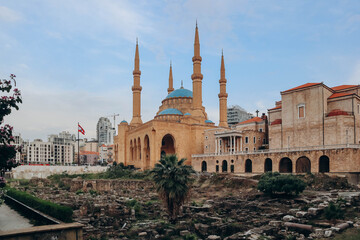 Beirut, Lebanon — 24.04.2023: The Mohammad Al-Amin Mosque, a Sunni Muslim mosque located in...