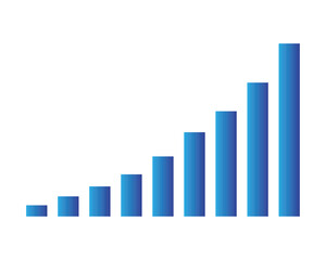 Graph Data Growth Bar Blue stair step to growth success vector illustration. Progress way and forward achievement creative concept. Bar graph of blue bars.