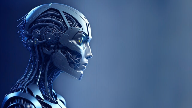 Humanoid artificial intelligence robot chatgpt communication concept, futuristic technology AI advancement. Internet of things.  Generative AI.