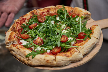 Napolitana, Pizza 4 quesos, rucula, sabroso, maza, pizza, alimento, queso, comida, aperitivo,...