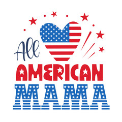 Fototapeta premium 4th of July Patriotic lettering for greeting card design, romantic illustration. Festive decoration. Vector illustration