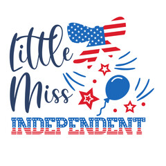4th of July Patriotic lettering for greeting card design, romantic illustration. Festive decoration. Vector illustration