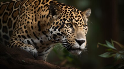 Obraz na płótnie Canvas Incredible Jaguar in Natural Habitat AI Generated Generative AI