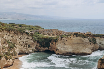 Pigeons' Rock, a natural landmark in Beirut also known as the Rock of Raouché.