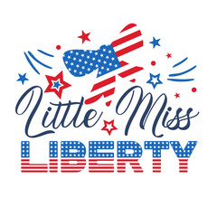 4th of July Patriotic lettering for greeting card design, romantic illustration. Festive decoration. Vector illustration