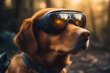 A dog wearing a vr headset with generative ai 