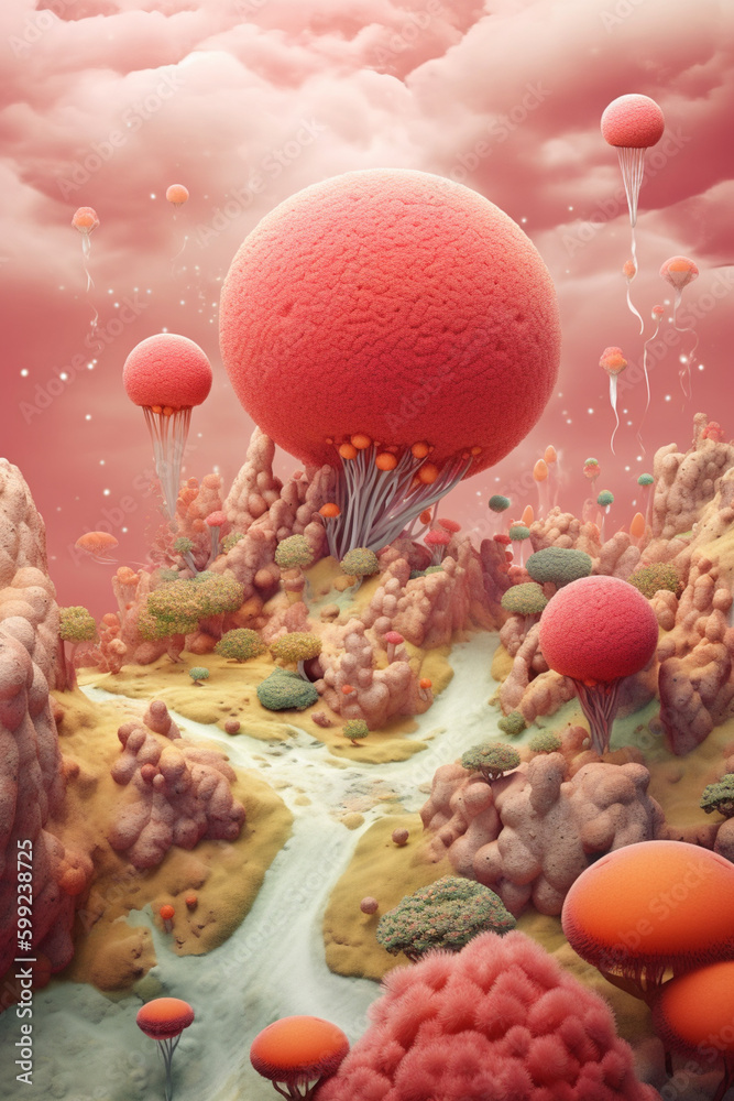 Poster A refreshing watermelon slice with a sprinkle of sea salt.  Generative AI technology.
