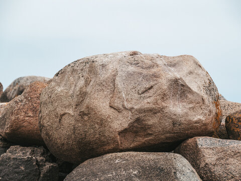 Nature of Latvia, pier with large stones