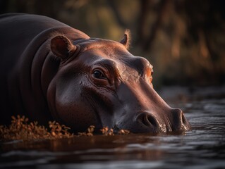 Incredible Hippo Closeup: AI Generated Generative AI