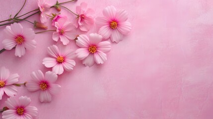 Pink Flowers on Pink Background, Image Ai Generated
