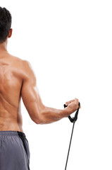 Training alongside your copyspace. Cropped rearview image of a mans muscular back as he works out - Copyspace.