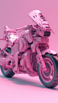 A Pink Motorbike On A Pink Background, Generative AI