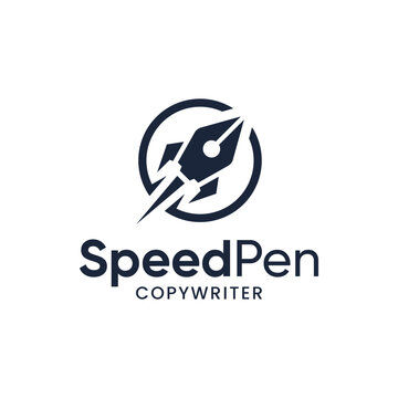 The logo is a unique combination of a speeding rocket with a pen. It is suitable for copy writer or publisher companies.