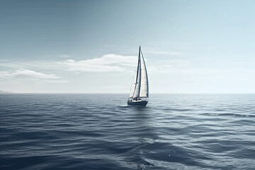 Sailboat sailing under a beautiful sunset. AI Generative