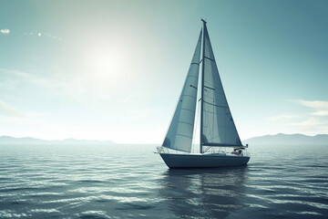 Fototapeta premium Sailboat sailing under a beautiful sunset. AI Generative