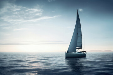 Plakat Sailboat sailing under a beautiful sunset. AI Generative