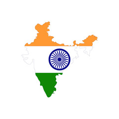Flag of India in the form of territory Independent country on white background