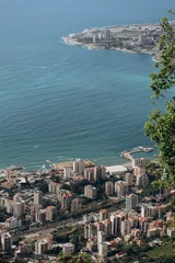 Fotobehang Historisch monument View from the village of Harissa to neighboring coastal cities in Lebanon
