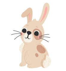 Icon of cute rabbit in cartoon style. Bunny pet silhouette. Hare and rabbit colorful illustration for childrens book, postcards and posters.