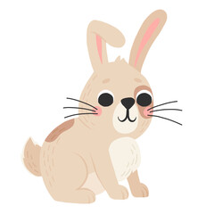 Icon of cute rabbit in cartoon style. Bunny pet silhouette. Hare and rabbit colorful illustration for childrens book, postcards and posters.