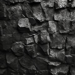 black concrete wall , grunge stone texture , dark gray rock surface, background