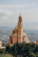 Obraz premium Saint Paul Convent, Melkite Greek Catholic basilica near Harissa, Lebanon