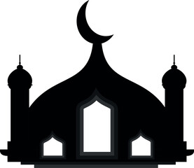 Flat mosque dome silhouette vector.Silhouette of the mosque.