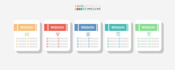 Obraz premium Infographic design template. timeline with icons and 5 options or steps. Can be used for process, presentations, layout, banner, web design vector illustration.