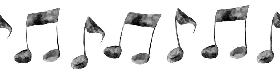 Watercolor splash black music pattern