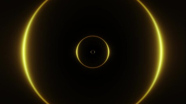 3D abstract digital geometric neon glow golden and light rays. fast moving through camera. isolated with dark  tunnel background. Digital Art. Modern background. motion design. Loopable. LED. 4K