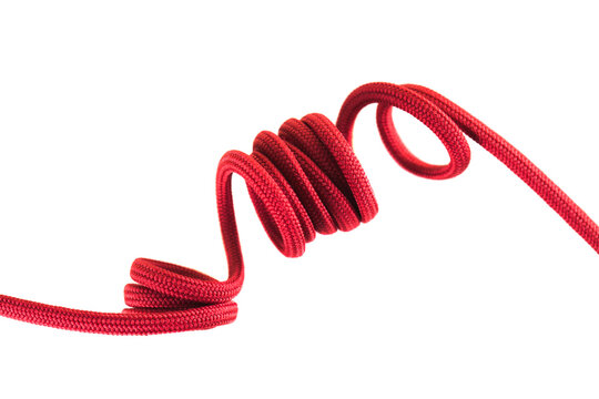 red shoe lace against white background