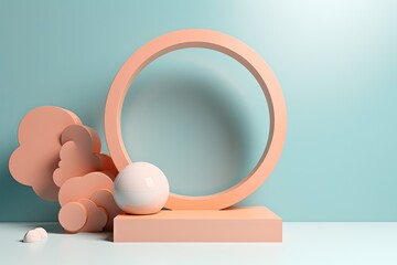 3d abstract background 3d photo with 3d sculptures in pastel shades. Generative ai