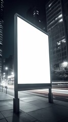 A large billboard on a city street at night. Generative ai