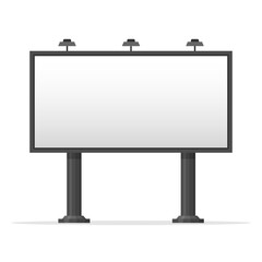 Obraz premium Billboard blank. Empty billboard isolated on white background. City outdoor blank banner large format for advertise media. Outdoor advertising poster template. Empty bill board for ad media