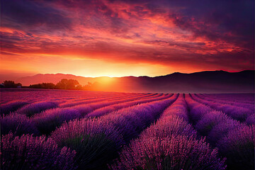 Fototapeta na wymiar Beautiful field of lavender generative ai