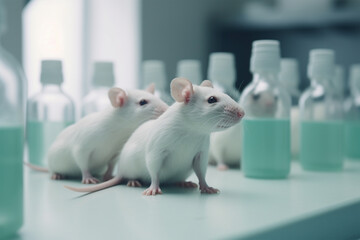 White lab rats laboratory. Generative AI illustration